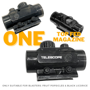 Rail Attachments Blaster Parts: Scope-Style Top-Feeding Magazine for Fruit Popsicle & Black Licorice Gel Ball Blasters
