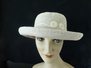 Products: S708 Linen Hat with swirl designs across the crown Hokianga Hats