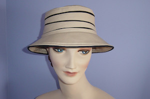 Products: S221: Taupe Cotton with Black Contrast Hokianga Hats