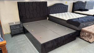 Bedroom: Mason Storage Box Bed Queen Size LED Light