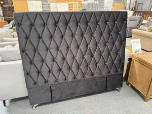 Headboards: Chicago Black Velvet Headboard Queen Size