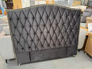 Washington Black Velvet  Headboard Queen Size
