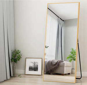 Mirrors: Free Standing Full Body Mirror Gold