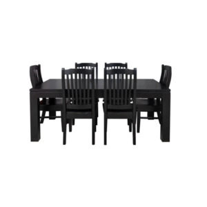 Pine Dining Set 7Pcs in Black Color