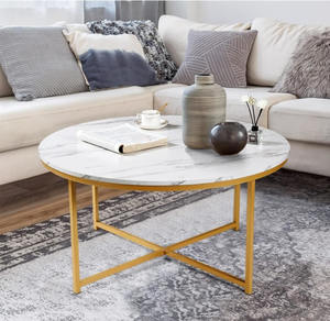 Living Room: Coffee Table With Marble Pattern Look