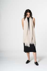 All Our Range: DINADI Merino Woven Scarf - Almond White