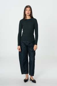 DINADI Merino Fitted Rib Sweater - Peacock Green