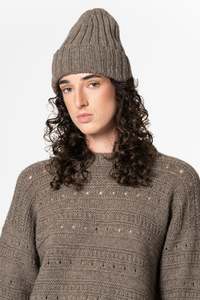 DINADI Yak Handknit Thick Rib Hat - Oat Brown