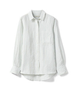 Mens Shirts Tees: Crispin LS Shirt - Blue White