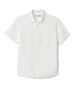 Mens Shirts Tees: Regular Linen SS Shirt - White