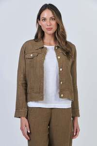 Jackets Vests: Linen Jacket - Tobacco