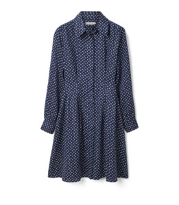 Skirts Dresses: Imprint Linen Dress - Navy