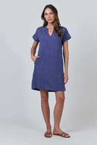 Linen Dress - Blueberry