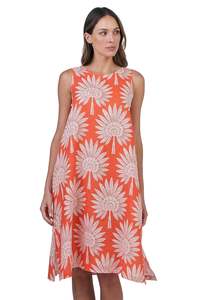 Skirts Dresses: Linen Dress - Sunset Palm