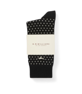 R M Williams Winter 25: Nelson Polka Dot 2Pkt - Blk/Cream