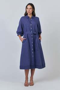 Linen Dress - Bluberry