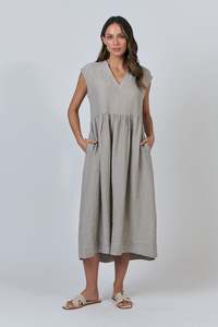 Naturals S26: Linen Dress - Cement