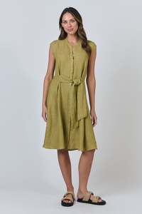 Linen  Dress Button Thru - Bamboo