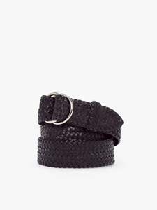 Slim Plaited O Ring Belt - Black