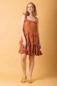Mini Dress: AMAYA Missy Mini Dress Rust