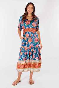 RUBYYAYA Mex Flower Dress BlueRed