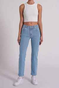Abrand: ABRAND 95 Stovepipe Peta Jeans MidBlue