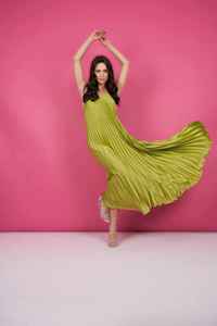 Dl: D'L A1000 Pleated Dress Verde