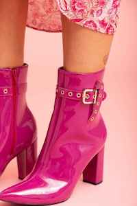Shoes: HEY MON Tyler Patent Boot Magenta