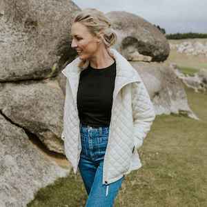 Jackets: MOKE Melissa Quilt Jacket Cream