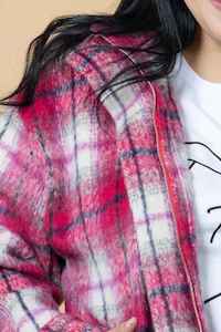 CHARLO Saskia Bomber Jacket PinkTartan