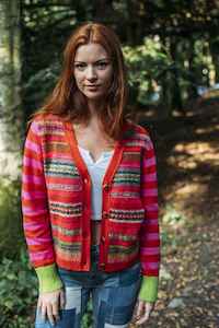 ERIBE Stobo Fairisle Vee Cardy Rosa