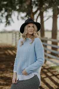 Fields: FIELDS Cable Boxy Pullover IceBlue