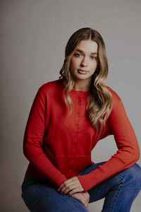 Bella: BELLA Long Cuff Cardy MarsRed