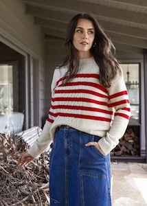 Jump: JUMP Stripe Cable Pullover OatCh