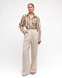 WHITE CLOSET Linen Pants Oatmeal