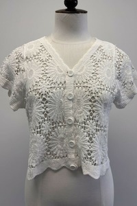 BLACKSTONE Amber Crochet Cardy White