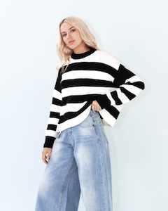 Knitwear: PAPERHEART OSz Stripe Jumper BlackW