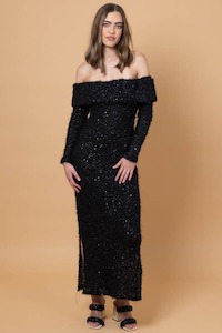 Amaya: AMAYA Pepe Sequin Dress Black