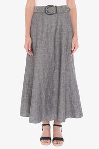 Skirts: JUMP Belted Panel Skirt Blackstone