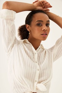 GARCIA Lurex Stripe Shirt OffWhite