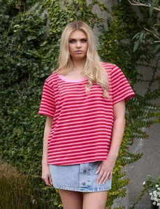 CHARLO Dolce Stripe Tee PinkRed