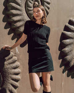 WHITE CLOSET Saffy Knit Top Black