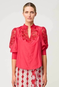 Our Full Range: ONCE WAS Oleander Silk Blouse Ruby