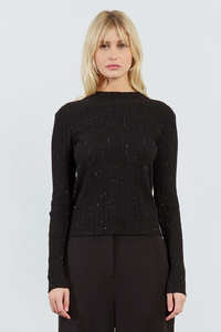 LILI SIDONIO Shell Ribbed Top Black