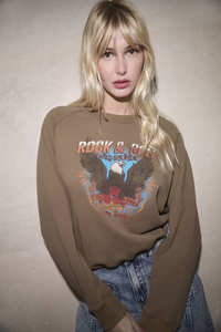 Tops: LILI SIDONIO Lee RRoll Sweatshirt Camel