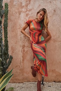 NLB Yoko Midi Dress Crimson Sun