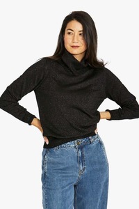 Our Full Range: JUMP Metallic Cowl Pullover Black