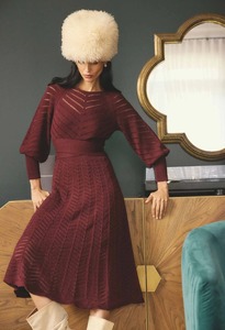 ONCE WAS Mirelle Chev Dress Bordeaux