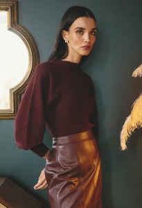 Our Full Range: ONCE WAS Roselle Knit Top Bordeaux