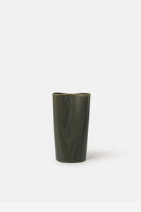Vases Votives And Planters: Large Pinch Vase - Charcoal Green